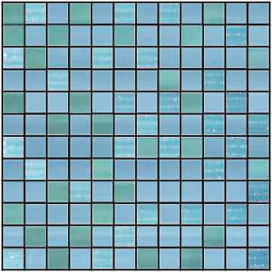 Acuarela Hojas Mosaico Azul 30×30